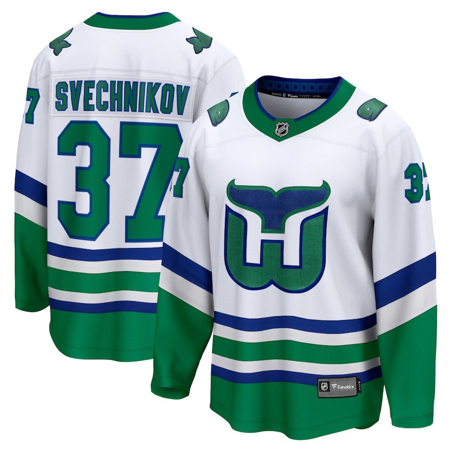Men Carolina Hurricanes #37 Andrei Svechnikov Fanatics Branded White Whalers Premier Breakaway NHL Jersey->customized nhl jersey->Custom Jersey